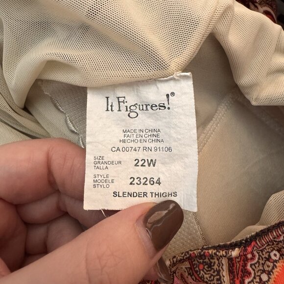 It Figures Swimsuit One Piece 22W Slimming Lined Orange Red Paisley Boho - Picture 9 of 10